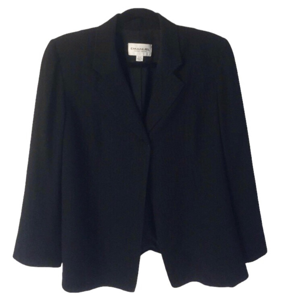 EMANUEL by EMANUEL UNGARO Black Pinstriped  Blazer
